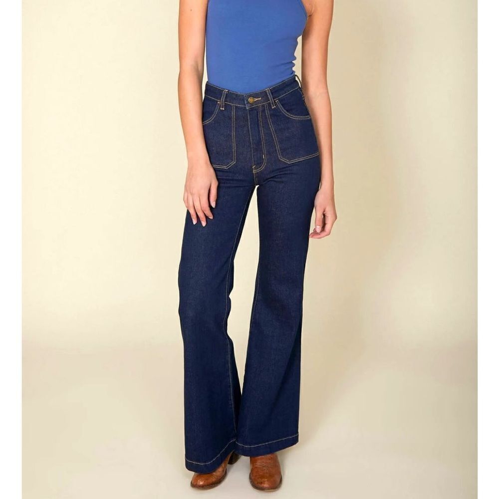 ROLLAS jeans east coast flares dark denim bell bottoms high rise NWT 32